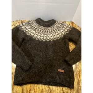 Icewear Iceland Youth Med Pullover Sweater  100% Icelandic Wool Gray /white